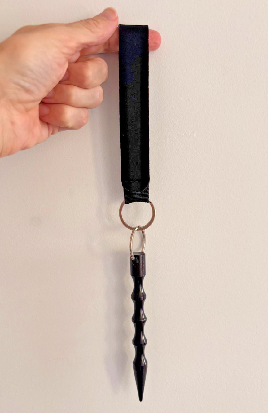 Kubotan Self Defense Keychain Black Pointed Tactical Wrist Strap College Gift